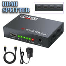 1 in 4 Out HDMI Splitter Full Ultra HD 1080P 4K/2K 3D PC STB PS3 V1.4 Powered