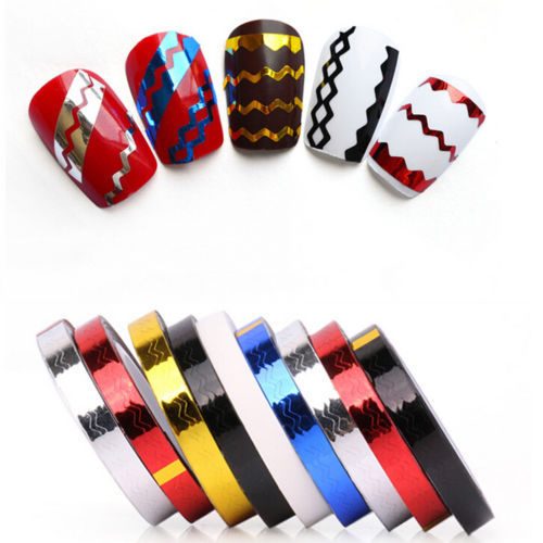 Waves Striping Decals Foil Tips Tape Line DIY Nail *6 Colours