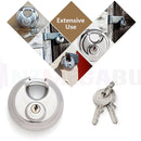 70mm Disc Padlock Heavy Duty Stainless Steel Security Lock with 2 Keys