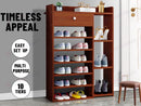 10 Tiers Wooden Shoe Rack Cabinet "Brown"