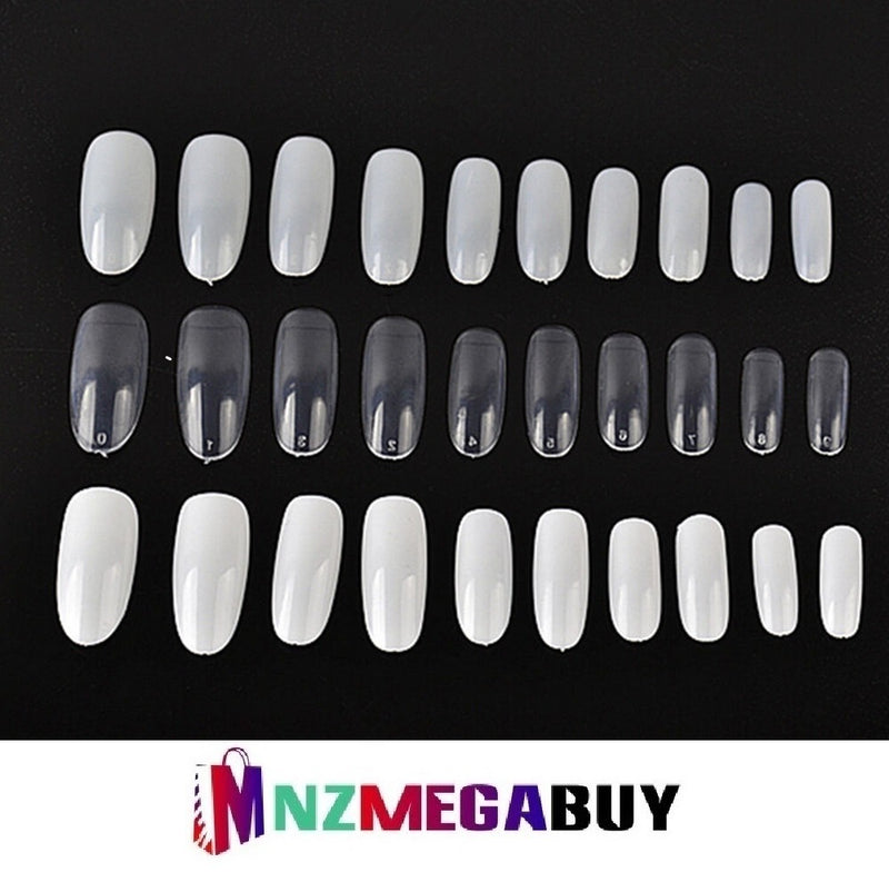 500 French False Nail Art Tips Full Round Acrylic * Natural