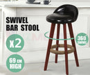 2 x Bentwood Wooden PU Kitchen Swivel Bar Stool Black