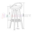 2x Bentwood Swivel Bar Stools NZ – Wooden Kitchen Counter Chairs Grey Linen PU Leather