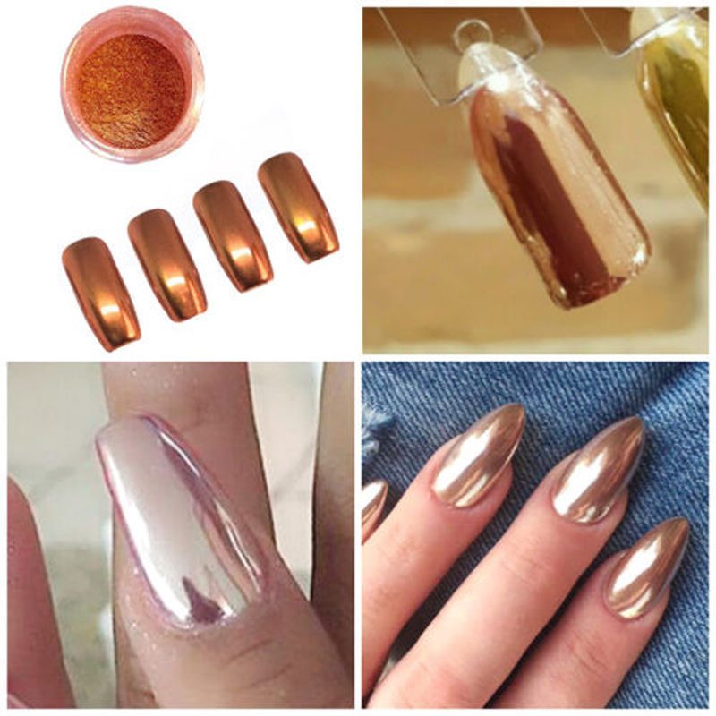 Glitter Powder Nail Art * Gold Mirror