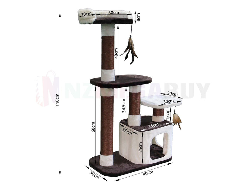 Cat Scratching Post Tree - Chocolate & Cream