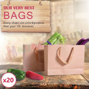 20 x Kraft Brown Paper Carry Bags Gift Carry Shopping Bags Bulk Handles*5 Sizes