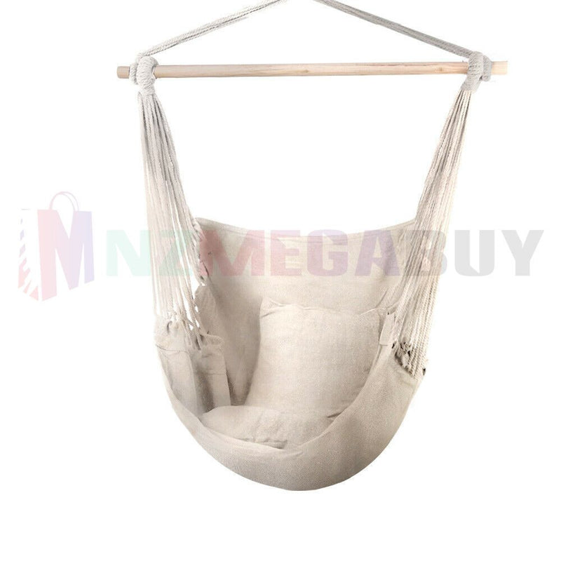 Hammock Chair Hanging Swing Pillow Camping *Cream