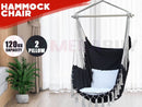 Hammock Chair Hanging Swing  Pillow Camping *Black + Cream