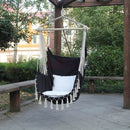 Hammock Chair Hanging Swing  Pillow Camping *Black + Cream