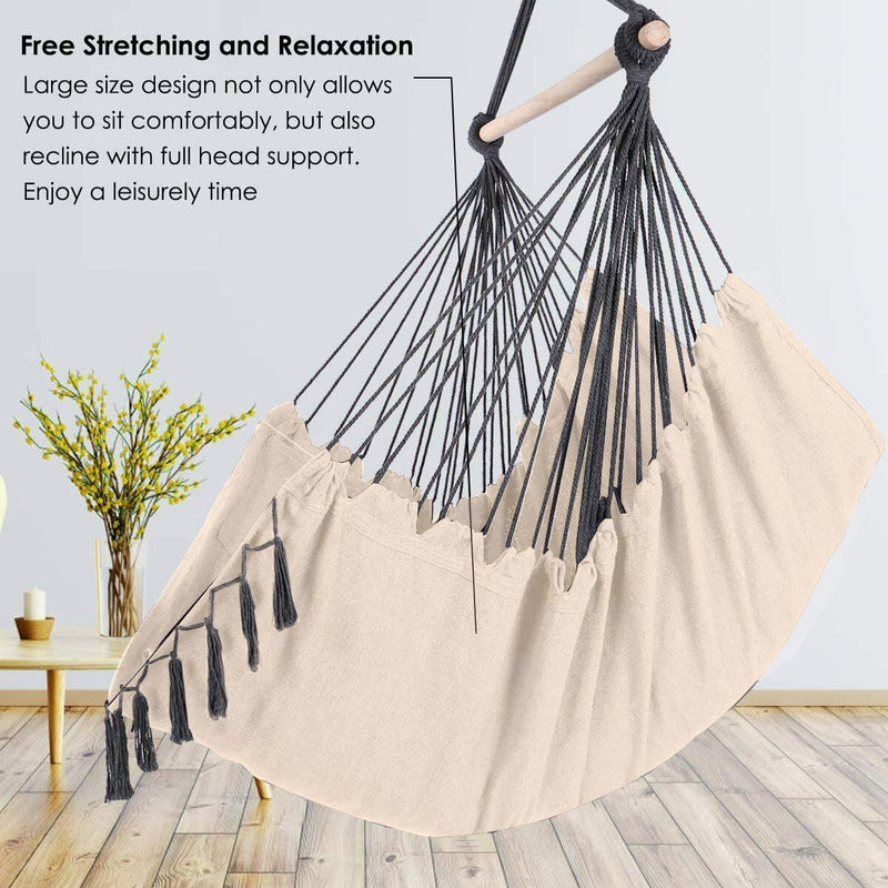 Hammock Chair Hanging Swing Pillow *White+Grey