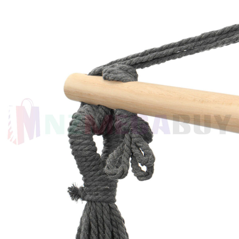 Hammock Chair Hanging Swing  Pillow Camping *Black + Cream