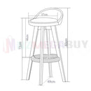 2 x Bentwood Wooden PU Kitchen Swivel Bar Stool Polished Marble White