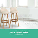 2 x Bentwood Wooden PU Kitchen Swivel Bar Stool Polished Marble White