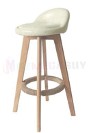 2 x Bentwood Wooden PU Kitchen Swivel Bar Stool Polished Marble White