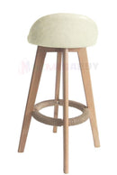 2 x Bentwood Wooden PU Kitchen Swivel Bar Stool Polished Marble White