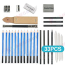 33pcs Drawing Sketch Set Charcoal Pencil Eraser Art Craft Painting Sketching Kit