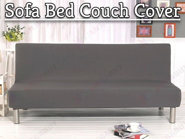 Foldable Armless Sofa Bed Slipcover Cover Couch * Grey