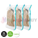 3x Hanging Vacuum Space Saver Bags Storage Wardrobe Hanger Dust Cover * 145CM