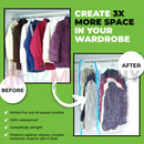 3x Hanging Vacuum Space Saver Bags Storage Wardrobe Hanger Dust Cover * 145CM