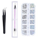 Crystal AB Rhinestones with Tweezers Dotting pen*D Front,  Nail Combo -- OT, 1297