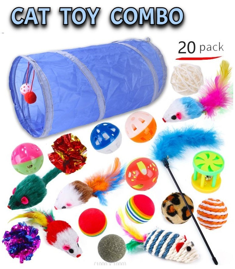 20pc Cat Toy Channel Tease Cat Stick Supplies Value Combination