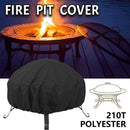 Round Fire Pit Cover Garden BBQ Grill Bucket Pritector Waterproof 210D Outdoor