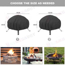 Round Fire Pit Cover Garden BBQ Grill Bucket Pritector Waterproof 210D Outdoor