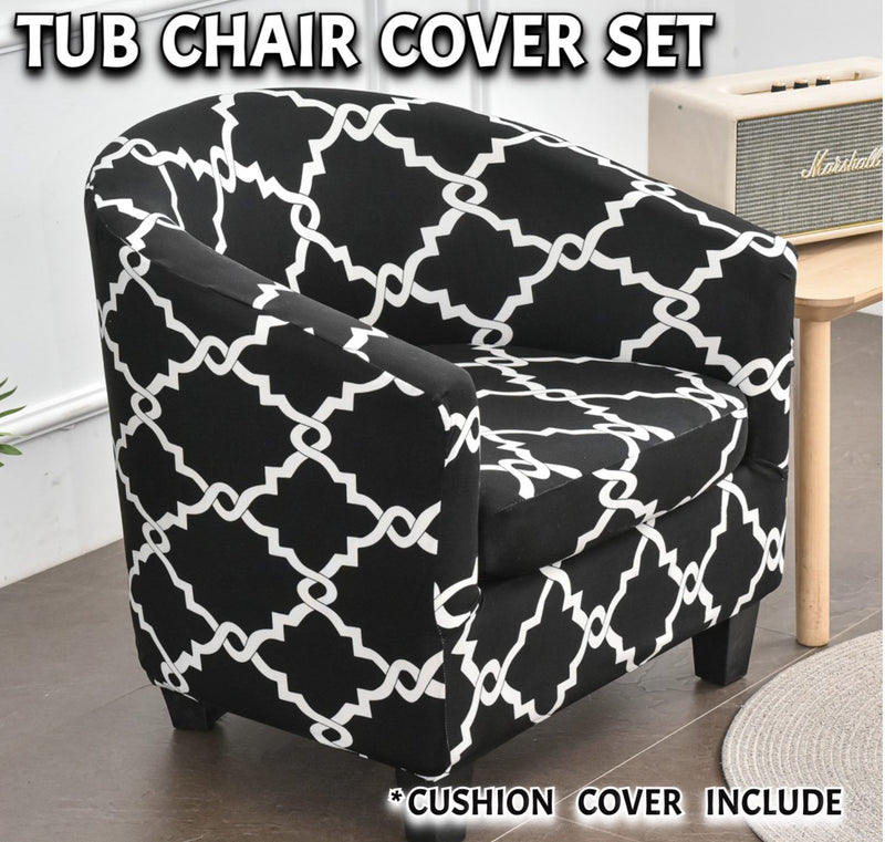 Tub Chair Cover + Cushion Cover*TGW Black