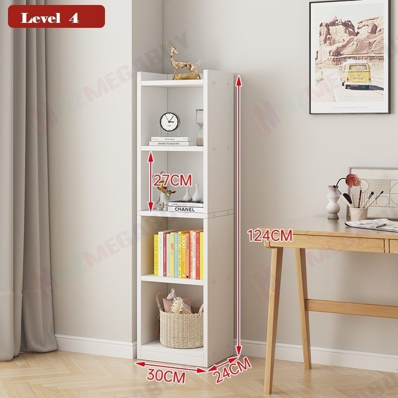 Bookcase Display Shelf Storage Cabinet Stand Home Office Bookshelf  * White