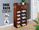 6 Tiers Wooden Shoe Rack Cabinet "Brown"