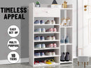 10 Tiers Wooden Shoe Rack Cabinet "White"