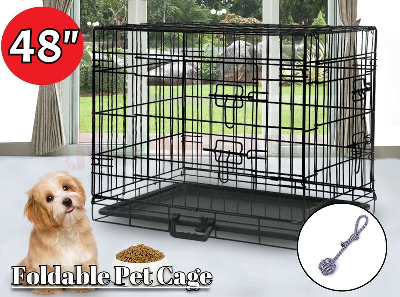 Portable Pet Crate Puppy Foldable Metal Kennel House *4 Sizes