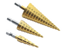 3pcs HSS Step Cone Drill Titanium Steel Metal Hole Cutter Bit Set