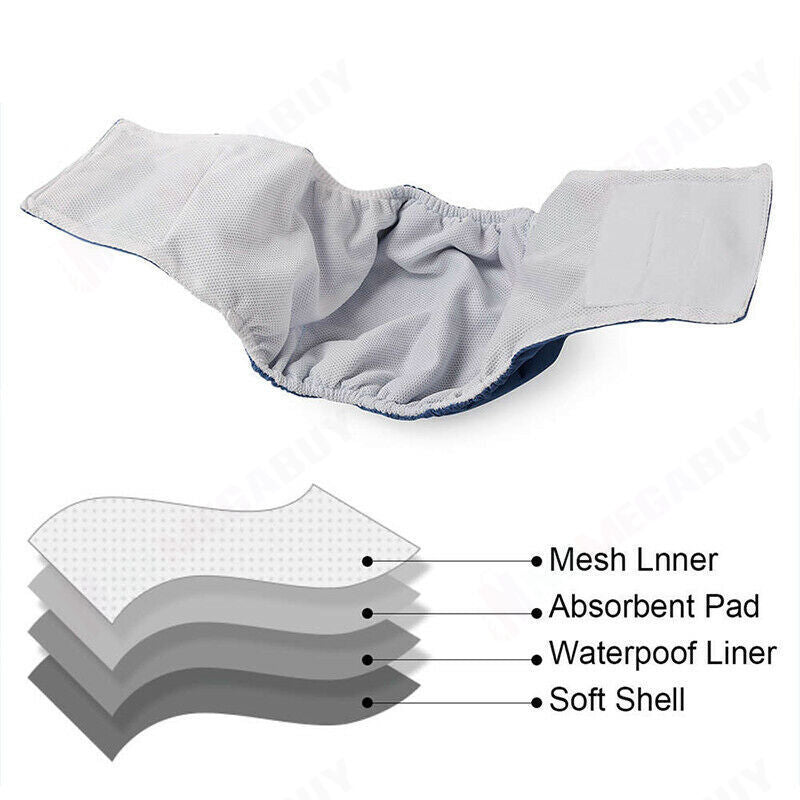 Dog Puppy Nappy Diaper Belly Wrap Sanitary pants /  5 Sizes  Blue