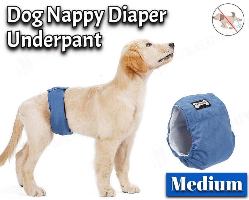 Dog Puppy Nappy Diaper Belly Wrap Sanitary pants /  5 Sizes  Blue