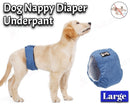 Dog Puppy Nappy Diaper Belly Wrap Sanitary pants /  5 Sizes  Blue