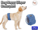 Dog Puppy Nappy Diaper Belly Wrap Sanitary pants /  5 Sizes  Blue