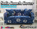 Stretch Sofa Cover Loung Couch Removable Slipcover 1/2/3/4Seater+1 Cushion Cover * Flower blue *4 Sizes