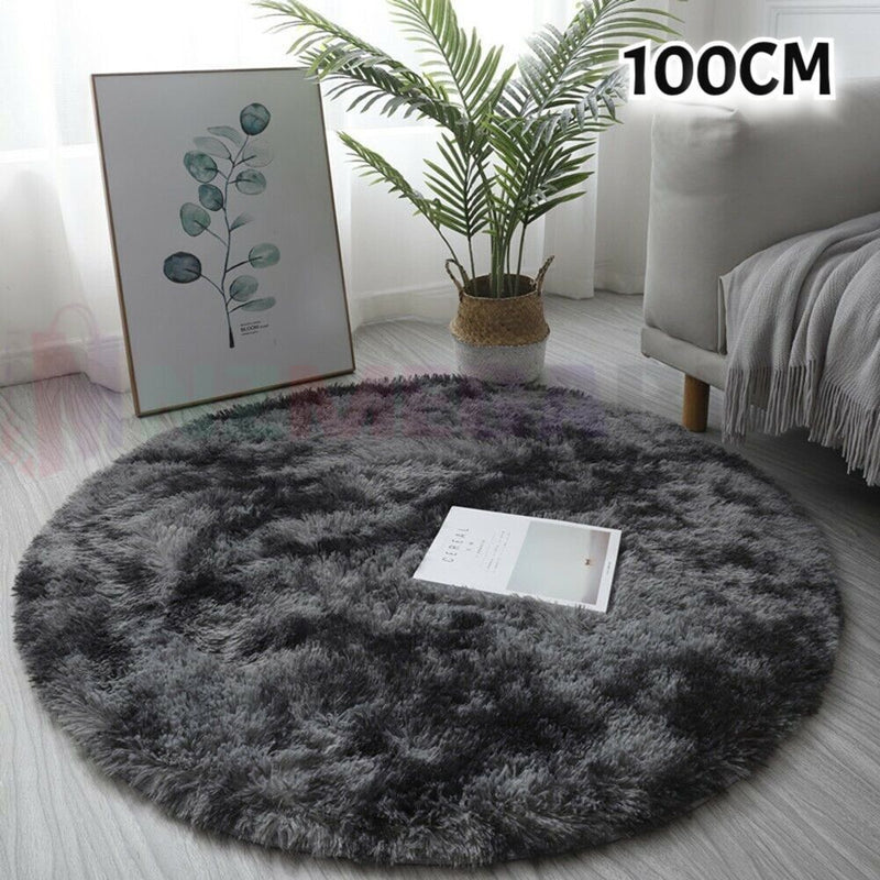 Floor Rug Round Diameter 100cm/120cm Dark Grey Tip