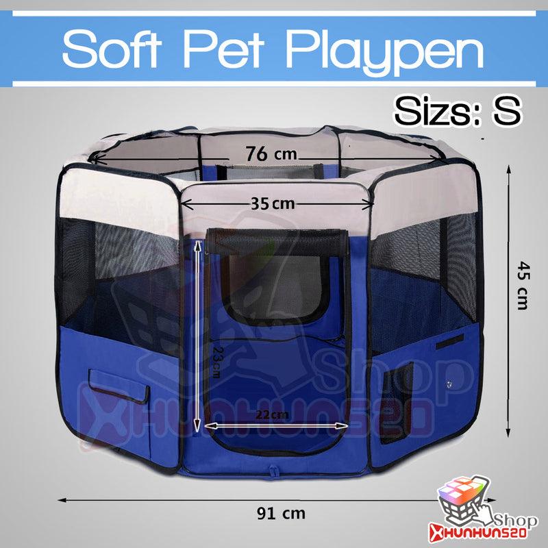 Pet Playpen Soft Crate Cage Portable * Grey