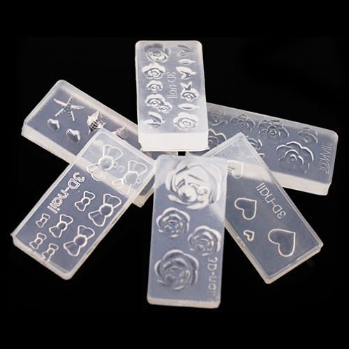 6 x Clear 3D Acrylic Crystal Mold For Nail Art DIY