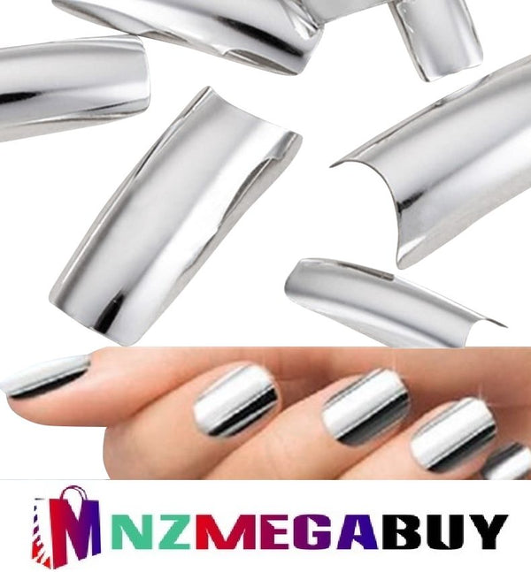 500pc Fashion Shiny silver French Acrylic Nail Art Tips *Silver