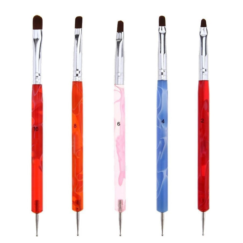 Nail brush pen, nail arts, 5pc Dual-Use Acrylic DIY Painting Dotting UV Gel pen