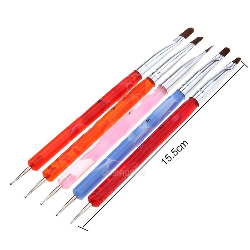 Nail brush pen, nail arts, 5pc Dual-Use Acrylic DIY Painting Dotting UV Gel pen