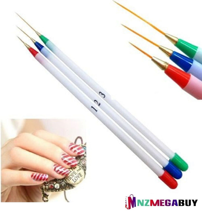 3pcs Nail Art Tips Decoration Brush Angle Liner