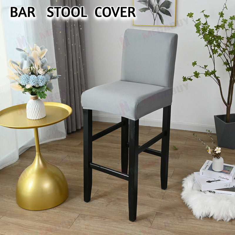 Cafe Bar Stool Covers Stretch Armless Chair Slipcover Spande  ( Grey )