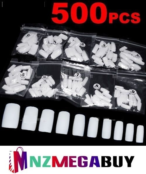 500 White French Acrylic Full False Nail Art Tips