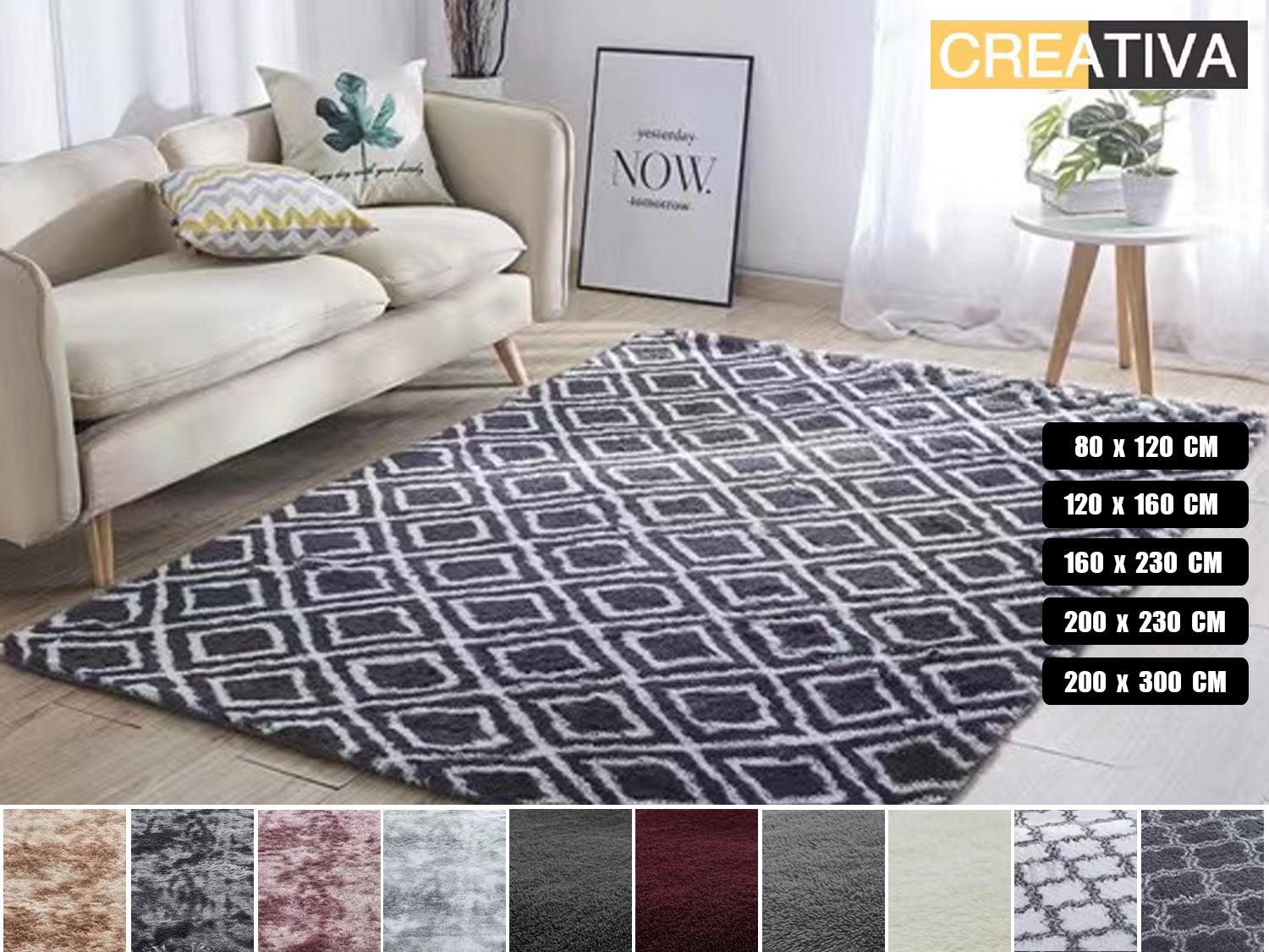 Super Soft GW Square Shaggy Carpet Rug NZ | Modern Plush Floor Rug